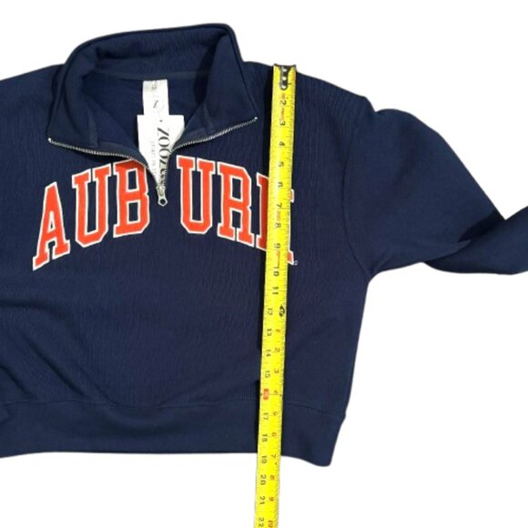 NWT NCAA University Auburn Navy Burnt Orange Crop Fleece Top SZ M - Picture 7 of 8